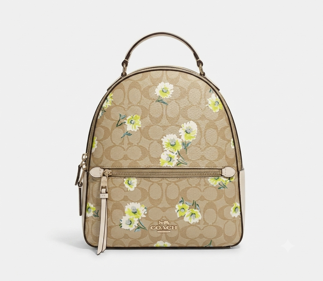 COACH Backpack Cream and Floral Leather Main image