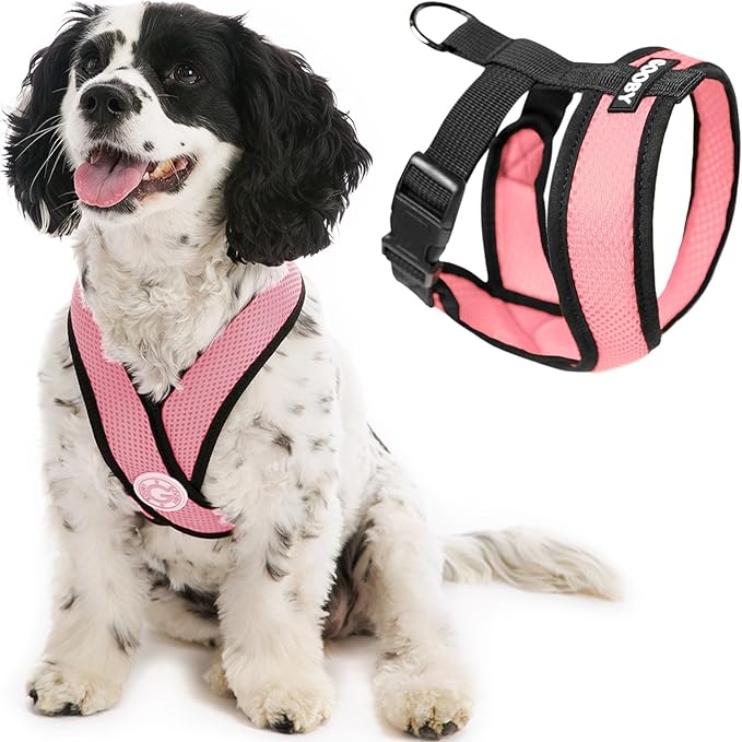 Gooby Comfort X Head in Harness - Pink, Small Harness Patented Choke-Free X Frame - Perfect on The Go Harness for Medium Dogs No Pull or Small Dogs for Indoor and Outdoor Use Main image