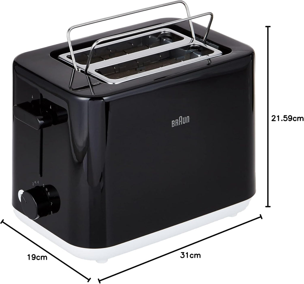 Braun Breakfast1 HT1010BK 2-Slice Toaster with warming rack, Black