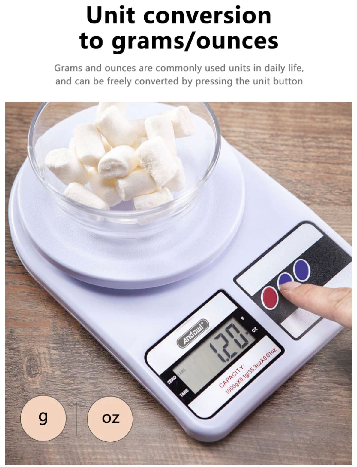 Andowl QC105 Digital Food Weighing Scale Secondary image