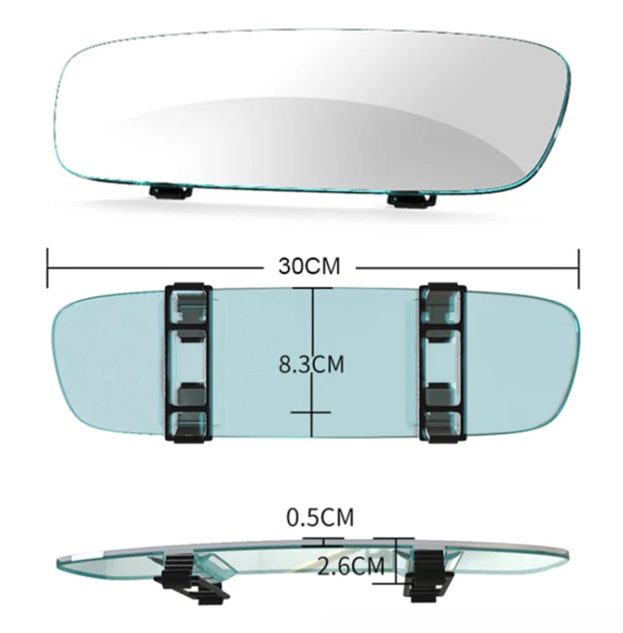 3R339 Curved Mirror 300mm Car Rearview Indoor Frameless