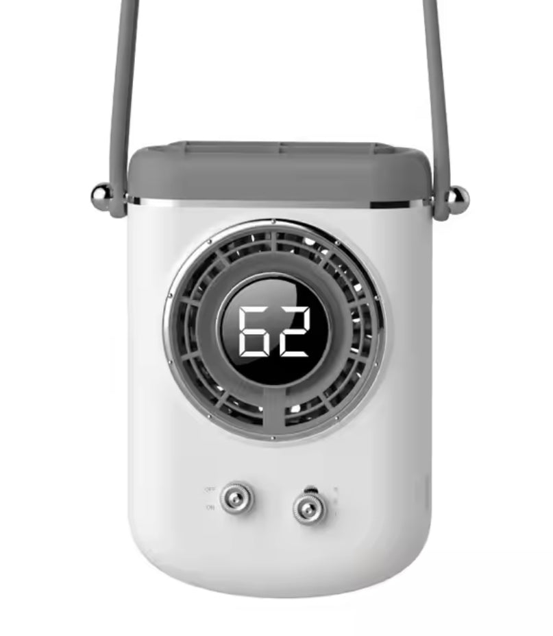 Mini Rechargeable Hanging Fan With Digital Display Main image