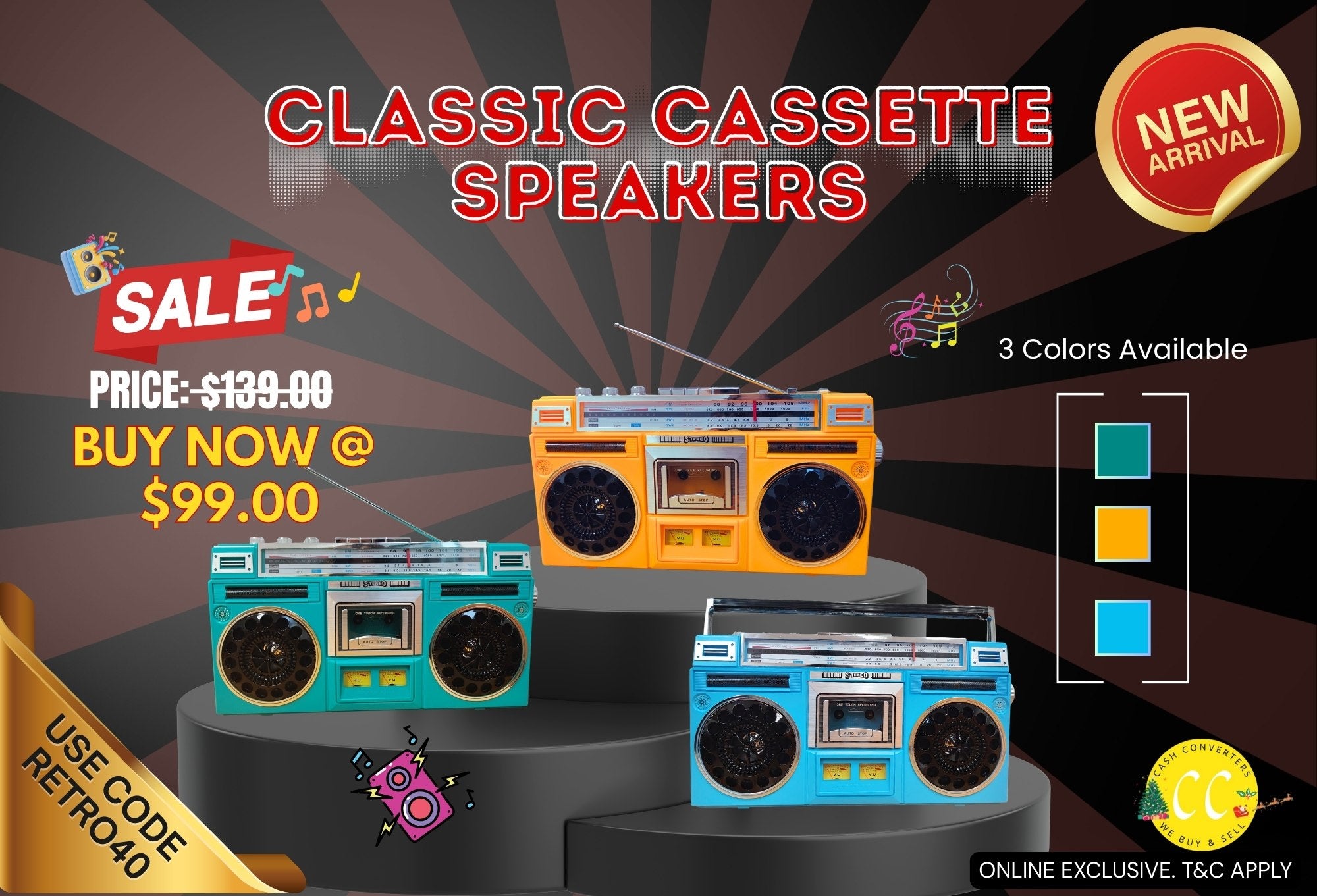 Classic with Bluetooth Multi-Band Radio Cassette and FM Functionality Speaker Main image