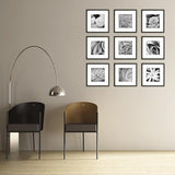 allery Perfect 9 Piece Black Square Photo Frame Gallery Wall Kit with Decorative Art Prints & Hanging Template
