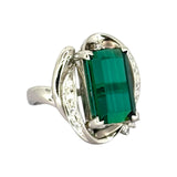 PT900 Green Tourmaline1=8.22cts, Diamond 0.2cts w/Cert