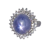 PT900 Star Sapphire1=11.98cts, Diamond 0.91cts Ring w/Cert