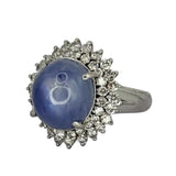 PT900 Star Sapphire1=11.98cts, Diamond 0.91cts Ring w/Cert