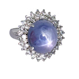 PT900 Star Sapphire1=11.98cts, Diamond 0.91cts Ring w/Cert