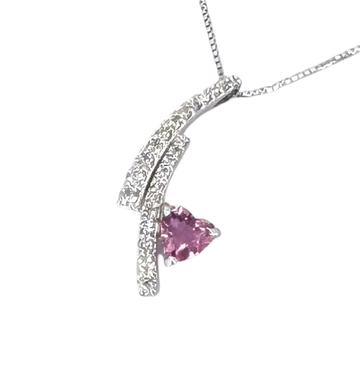 18KWG Pink Tourmaline1=0.65 (Heart Cut), Diamond 0.34cts w/Cert Main image