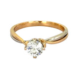 Love & Co 18K 2tones Lab Grown Solitaire Diamond=0.53, VS1, Color G w/ Cert