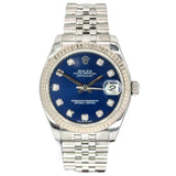 Rolex 178274 Datejust Automatic Diamond & Blue Dial Watch, Card With Box, 31mm