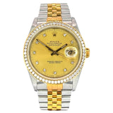 ROLEX 16233 Datejust Automatic Diamond Index With Custom Diamond Bezel, 36mm