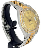 ROLEX 16233 Datejust Automatic Diamond Index With Custom Diamond Bezel, 36mm