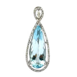 18KWG Aquamarine=14.05cts, Diamond=0.64cts Pendant w/Cert