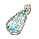 18KWG Aquamarine=14.05cts, Diamond=0.64cts Pendant w/Cert