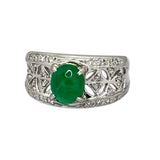 PT900 Emerald 1.1cts, Diamond=0.23cts Ring w/Cert