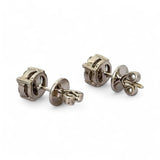 18KWG Princess Cut D2, Oval D8 Earring