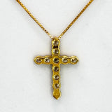 18KYG Cross Diamond11=1.00cts Pendant w/Cert
