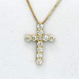 18KYG Cross Diamond11=1.00cts Pendant w/Cert