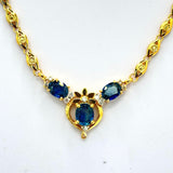 750YG Diamond Blue Sapphire Necklace w/Cert
