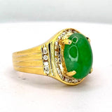 850YG Diamond Jadeite Lady Ring w/Cert