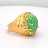 916YG Diamond Jadeite Jade Men Ring w/Cert