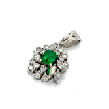 PT900 Emerald1=0.58cts Diamond Pendant w/Cert