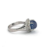 PT900 Blue Star Sapphire=10.79cts, Diamond=0.6cts Ring w/Cert