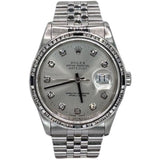 Rolex 16234 Datejust Automatic Diamond Index and Bezel With Blue Sapphire Watch, 36mm