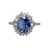 PT900 Unheated Blue Sapphire=3.53cts ,Diamond=0.65cts Ring w/GIA Cert