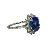 PT900 Unheated Blue Sapphire=3.53cts ,Diamond=0.65cts Ring w/GIA Cert