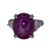 PT900 Star Ruby=12.62cts, Diamond=0.53cts Ring w/Cert