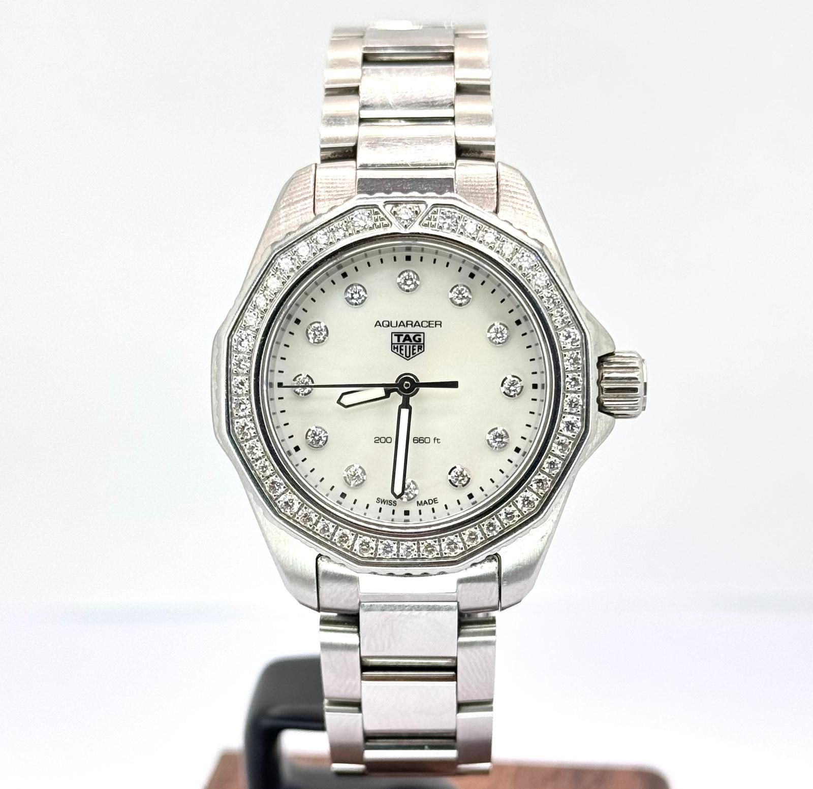 Tag Heuer Aquaracer Quartz Diamond White Mother of Pearl Dial Ladies Watch WBP1417 , 30mm Main image