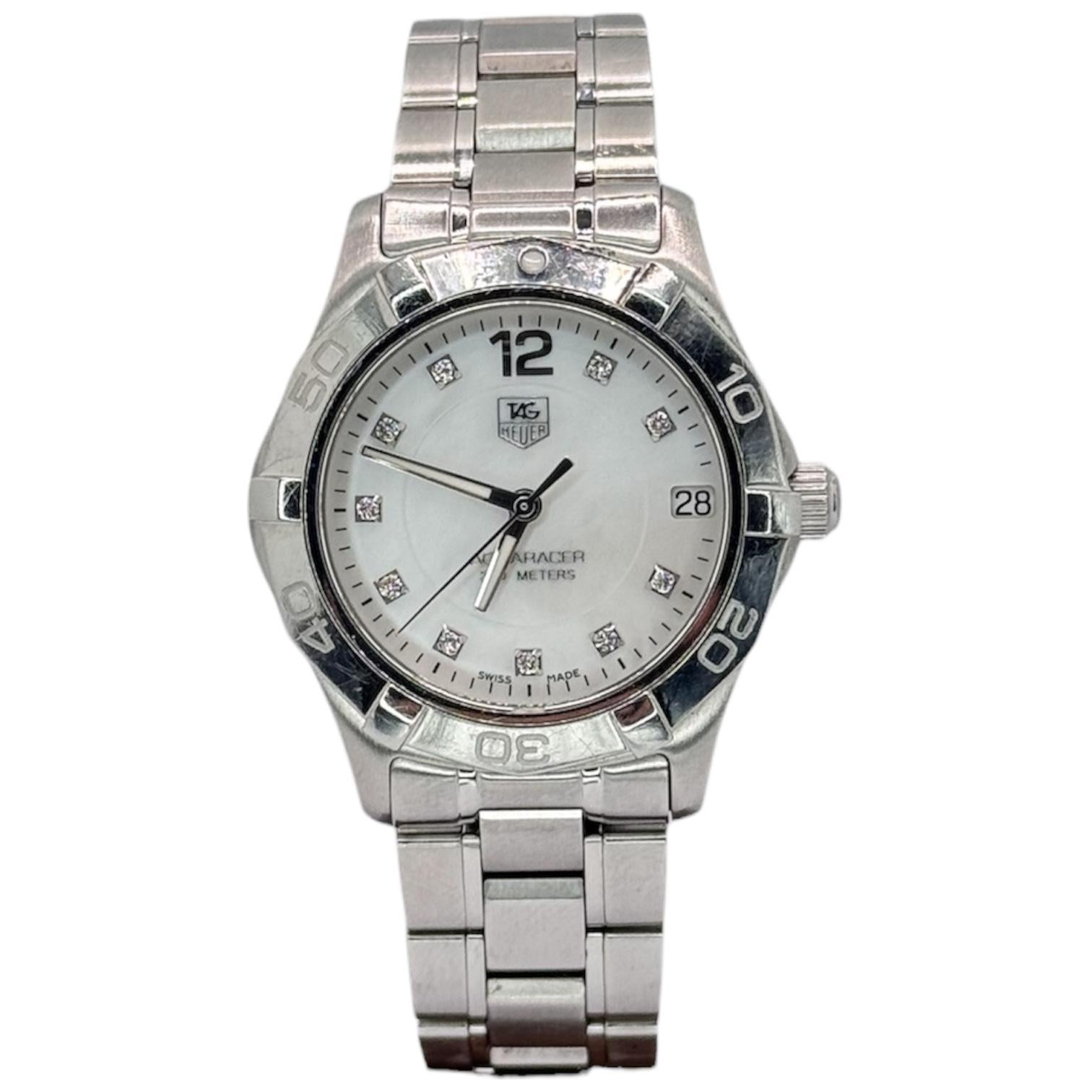 Tag Heuer Aquaracer Quartz Diamond White Mother of Pearl Dial Ladies Watch WAF1312 , 32mm Main image