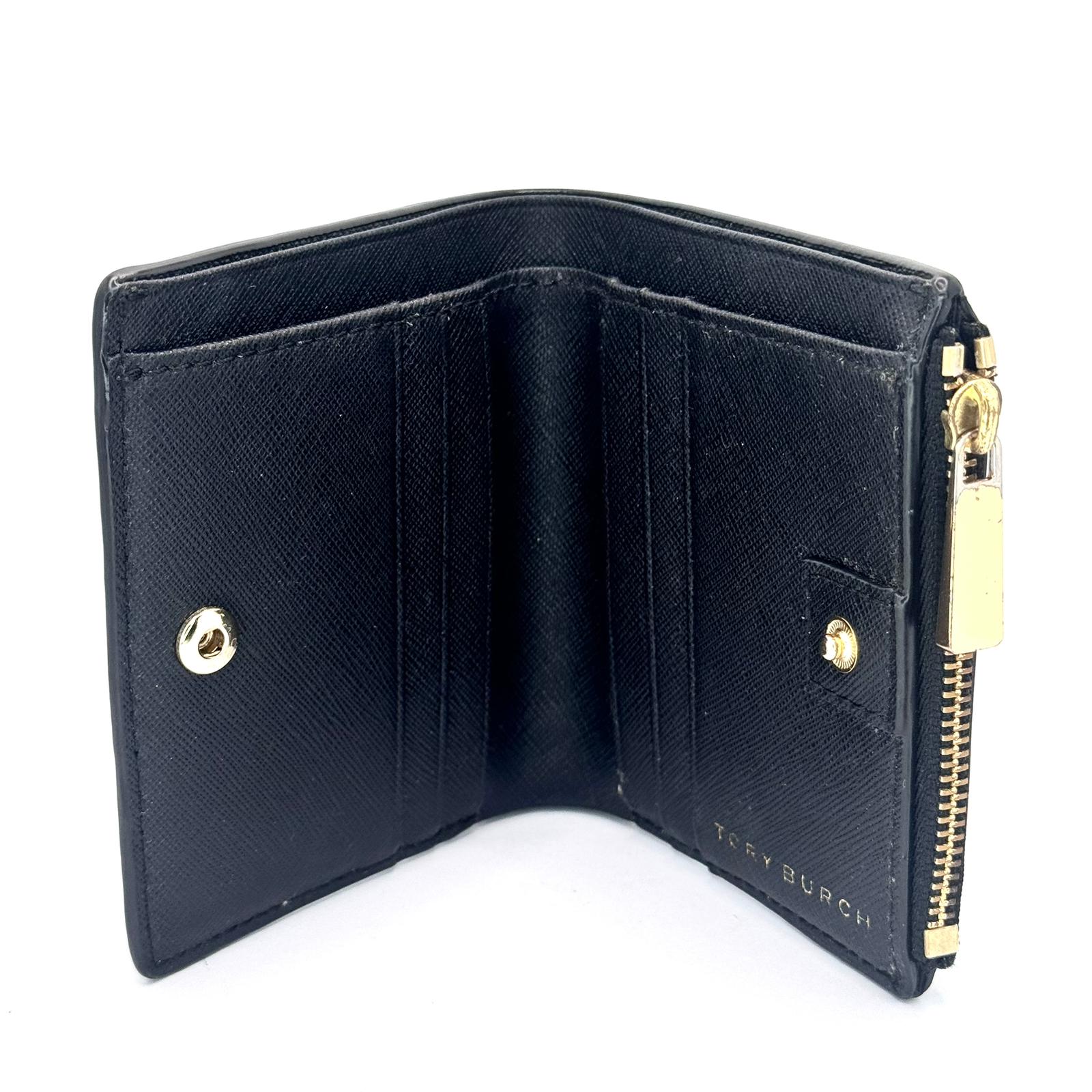 Tory Burch Leather Wallet w/Coin Compartment, Black