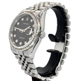 Rolex 116234 Datejust Diamond Bezel and Index Automatic Computer Black Dial Watch, 36mm