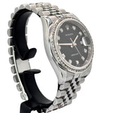 Rolex 116234 Datejust Diamond Bezel and Index Automatic Computer Black Dial Watch, 36mm