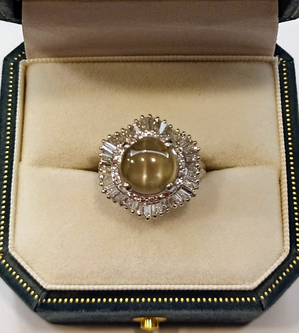 Natural Zircon Cat's Eye Ring , Pt900