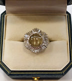 Natural Zircon Cat's Eye Ring , Pt900