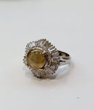 RING CAT'S EYE , PT900/ZIRCON CE1=6.741CT/MD=1.39CT/11.7G/CERT