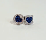NATURAL BLUE SAPPHIRE/DIAMOND EARRINGS -18KWG/S=2.40/D0.45/7.8G
