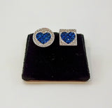 NATURAL BLUE SAPPHIRE/DIAMOND EARRINGS -18KWG/S=2.40/D0.45/7.8G