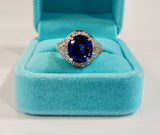 NATURAL TANZANITE RING-PT900/TANZANITE1=4.9CT/MD=0.48CT/11.7G/CERT