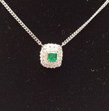 NATURAL EMERALD NECKLACE -PT900/PT850/EMERALD1=0.21/D1=0.23CT/6.0G