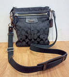 COACH SMALL SHOULDER BAG-BLACK CANV&LTHR/SIGNATURE PATTERN
