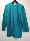 YVES SAINT LAURENT CARDIGAN-TURQUOISE BLUE/COTTON/SIZE L/LONG YVES SAINT LAURENT