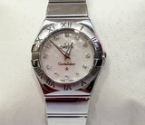 OMEGA  CONSTELLAT WATCH-LADIES/QZ/WHITE MOP AND DIA(D12)