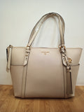 MICHAEL KORS TOTE BAG- CREAM BEIGE LEATHER/TASSEL