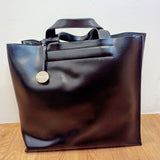 FURLA TOTE BAG-BLACK LEATHER/SILVER CHARM