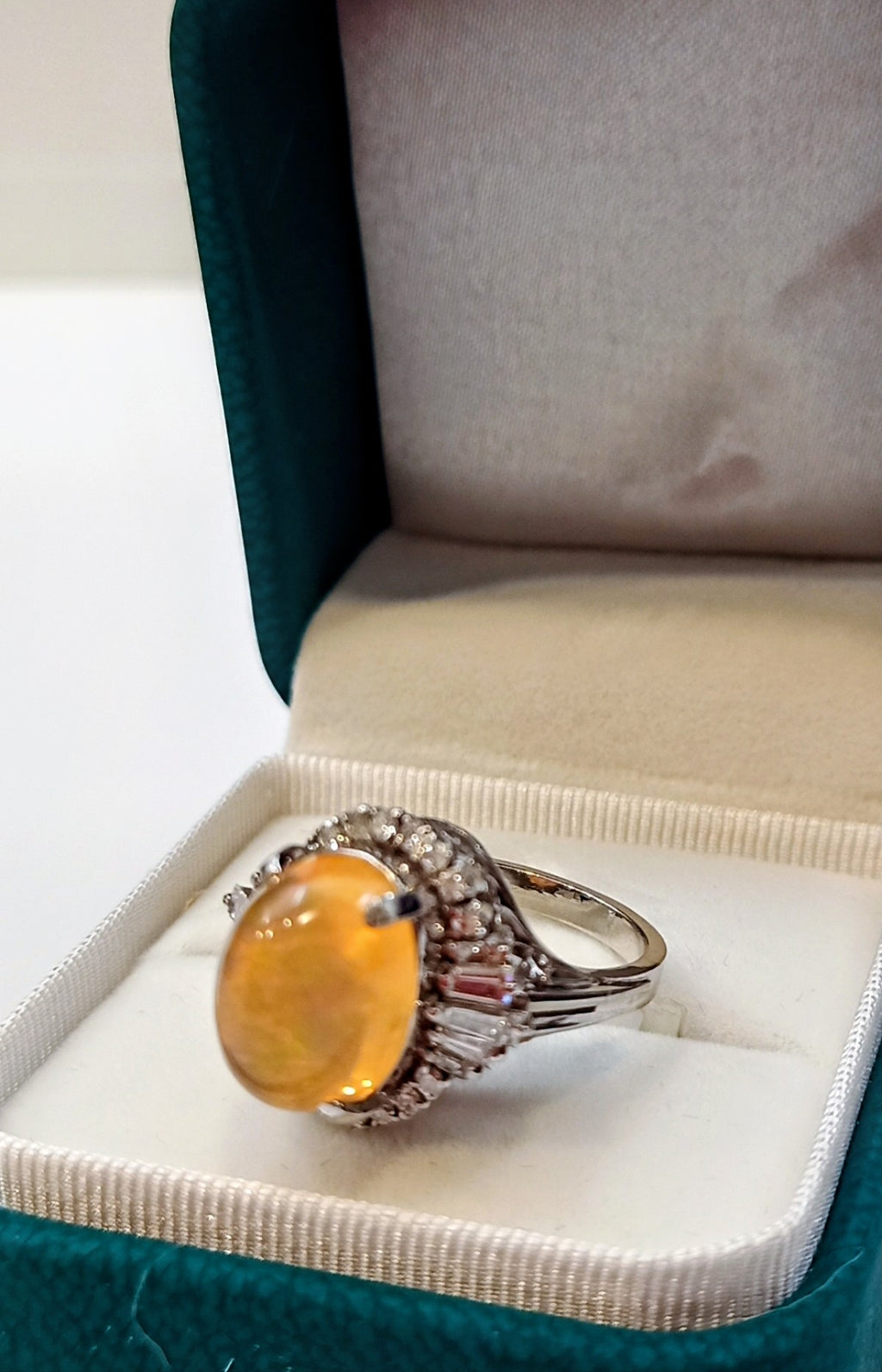 Fire Opal Ring-Pt900